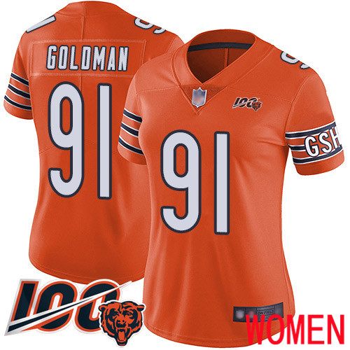 Chicago Bears Limited Orange Women Eddie Goldman Alternate Jersey NFL Football 91 100th Season
